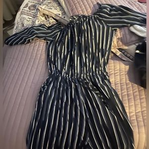 hollister blue striped jumpsuit